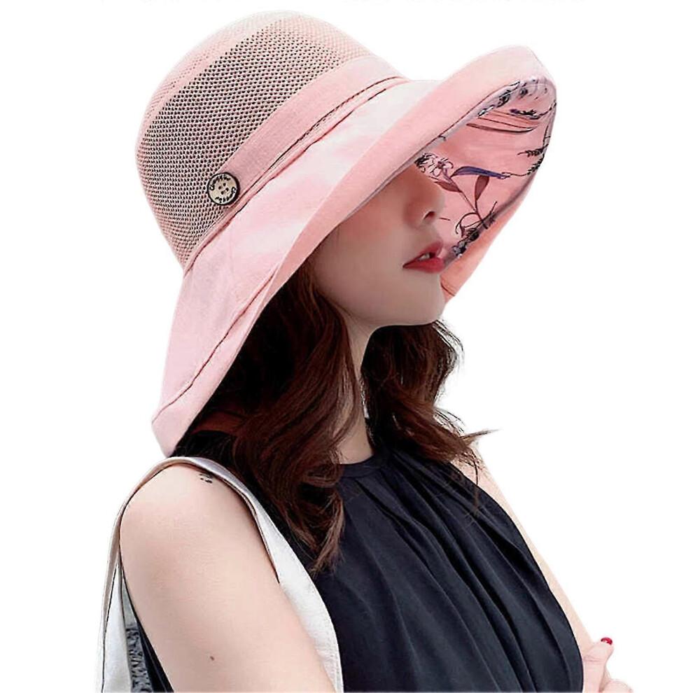 (Pink) Women Mesh Sun Hats Summer Beach Uv Protections Summer Hat For Outdoor Sports Hiking