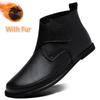 Fashion Handmade Business High Top Leather Shoe British Style Man Ankle Boots Versatile Casual Botas Winter Plush Warm Men Chelsea Boots