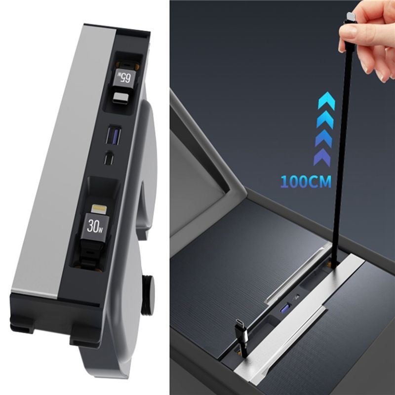 Durable-Car Smart Docking Station TYPE-C+Lightning Interface Docking Station Telescopic Rope For Tesla Model 3 Highland Model Y