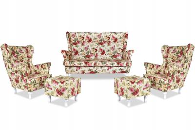 Ari Print Wingback Sofa Set, Armchairs, Pouffes, Family Furniture Set