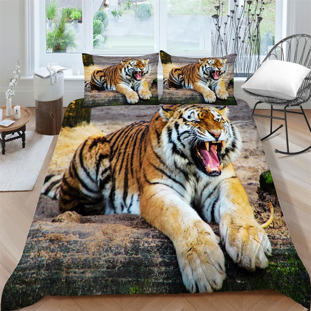 Duvet Cover Set Animals Style Home Bedspreads Newly Bedding Cover Set Children Tiger King Queen Size Microfiber Bedroom Decor