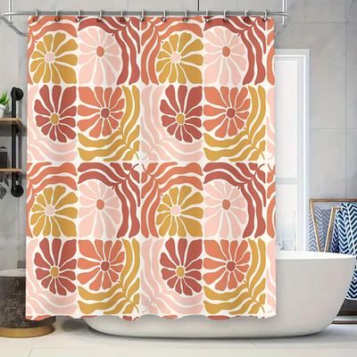 Delightful Floral Shower Curtain Pink Gold Modern Bathroom Decor with Vivid Pattern and Eye-Grabbing Design for Home Decoration