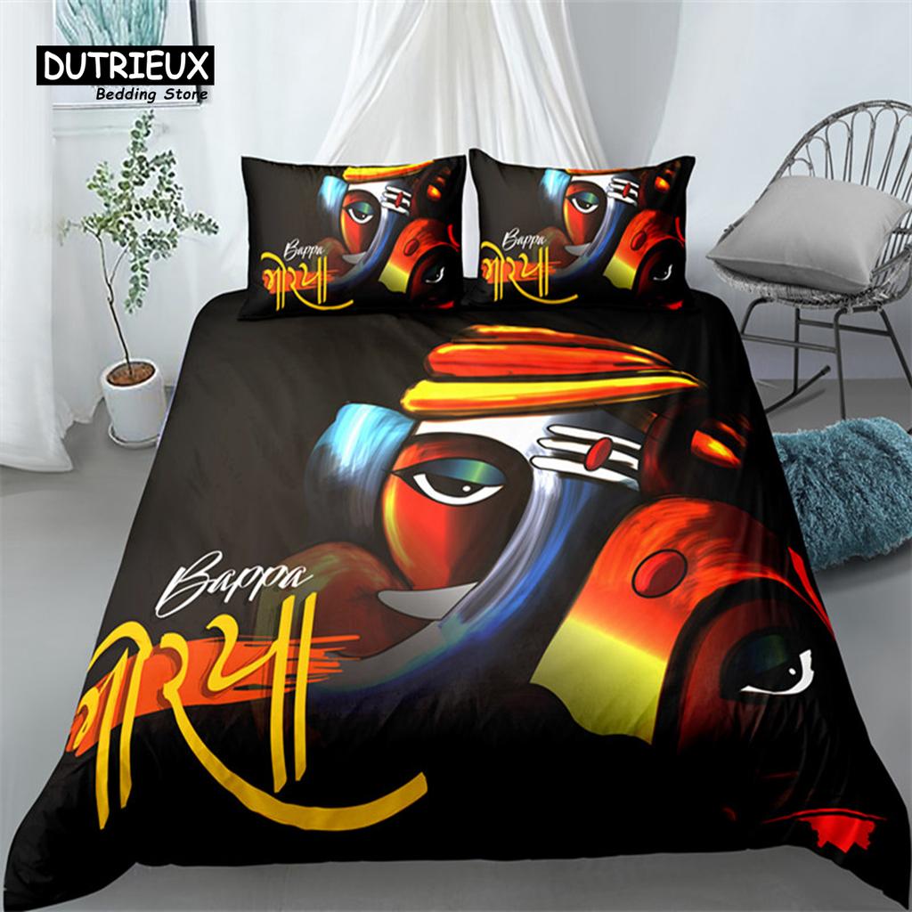 Modern Classic Indian Ganesha Bohemian Meditation Elephant Polyester Mandala For Kids Teen Adults Full Comforter