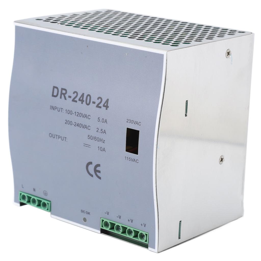 240W AC to DC Converter Transformer DIN Rail Switching Power Supply 100‑120V 200‑240V Overload Protection