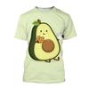 Modisches Avocado-Cartoon-Muster T-Shirt für Herren Frucht 3D-bedruckte T-Shirts Sommerlich lässige kurzärmelige Rundhals-Oberteile Lockere T-Shirts