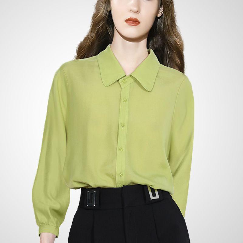 

Commuter Design Autumn Ninth Sleeve Loose Chic Shirt Fluorescent Green S