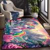 Product 1pc Rainbow Unicorn Pattern Printed Mat,Indoor Area Decorative Mat,Table and Chair Anti-Slip Mat,Outdoor Camping Mat,Non-Slip,Hair-F