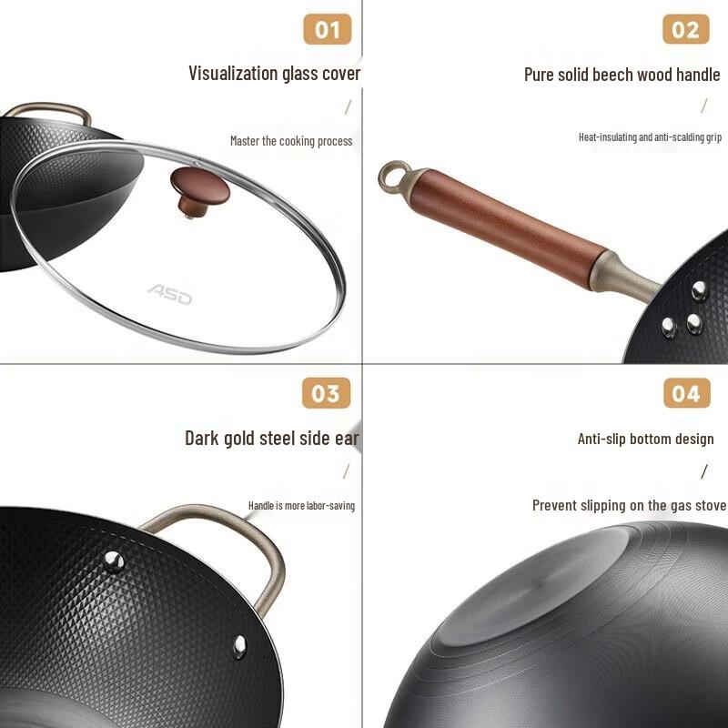 ASD Lightweight Iron Flat-Bottom Wok