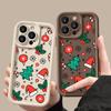Cartoon Merry Christmas Pattern Matte Cover For iPhone 16 Pro Max 15 Plus 14 Pro 13 12 11 XS XR 17 Soft Silicone Len Protection Shockproof Phone Case