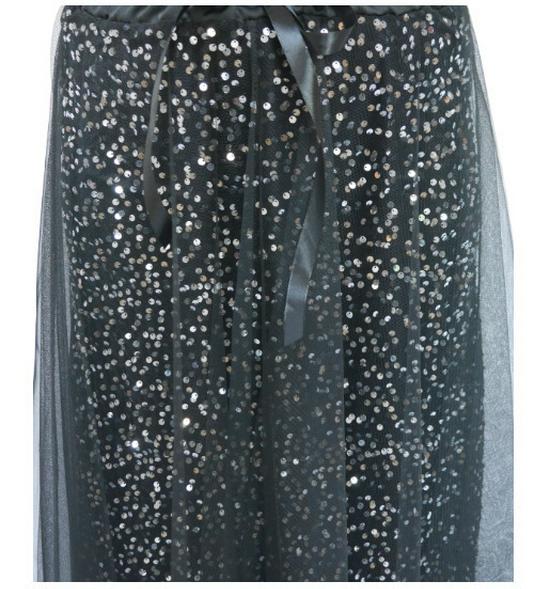 2025 European Style Women's Solid Sequin Mesh Skirt - Casual Fashion