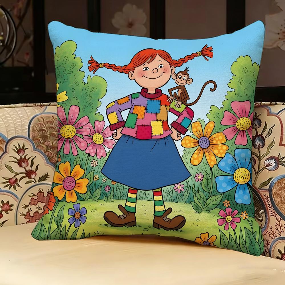 PPippi LLongstocking ANIME Pillow Case Pillowcase Doublesided Printed Sofa Cushion Bedroom Headboard Pillow