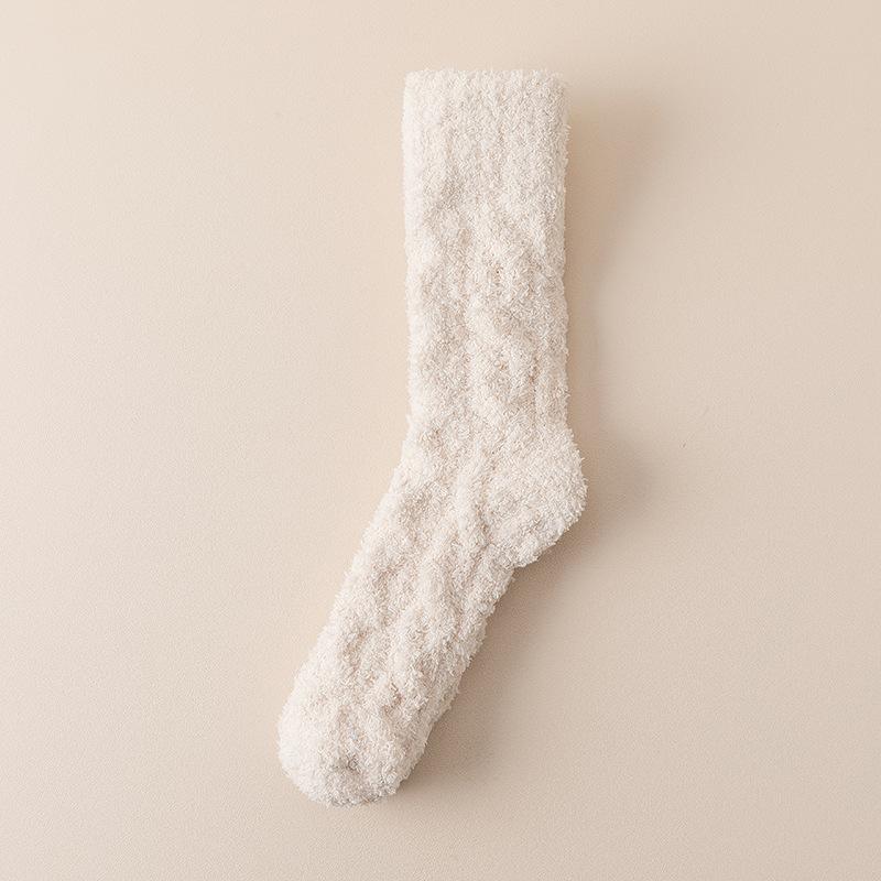 Damen Herbst- und Winter Warme und Dicke Einfarbige Schlaf-Schlauchsocken