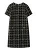 Vestido Tweed Mini de Manga Meia CWFO255022BLK36