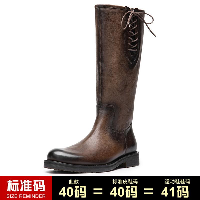 

Осенние и зимние ветро-коричневые сапоги Монгольские рыцарские сапоги Мужские сапоги для верховой езды Высокие кожаные сапоги Длинные сапоги для верховой езды 44 темно-коричневого