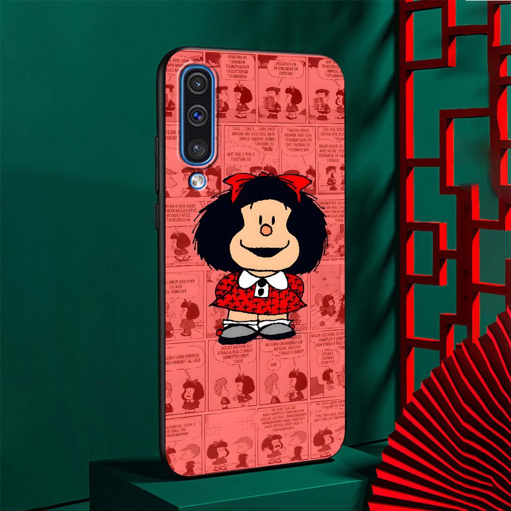 Cute Mafalda Case for Samsung Galaxy A10s A50 A50s A02s A03s A20 A30 A20e A70 A70s A20s A30s A10 A40 A04 A04s Black Phone Cover