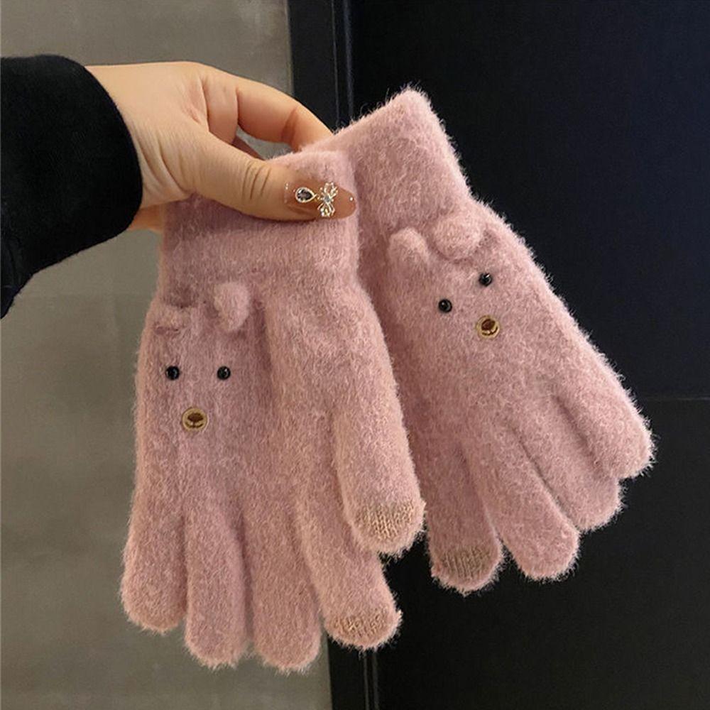 Verdickte Gestrickte Fäustlinge Touchscreen Alle Finger Handschuhe Warme Handschuhe für Outdoor Radfahren Fahren