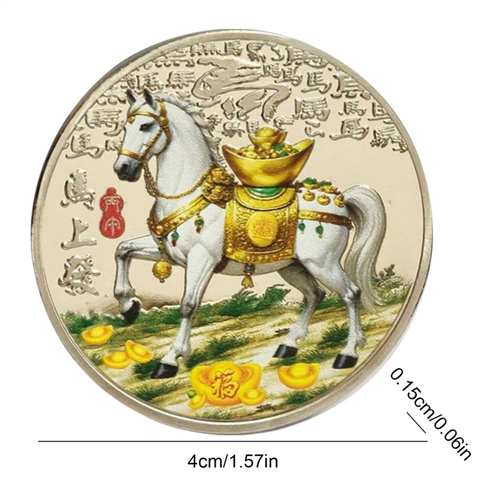 Year of the Horse Coin Fortune Blessing Commemorative Coin 2026 Year of the Horse Keepsake for Family Friends Chinese Culture