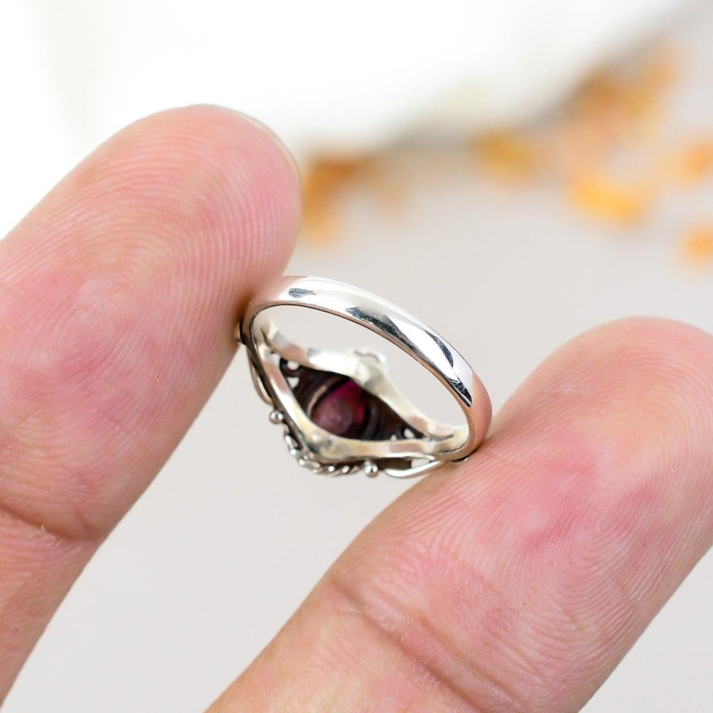 925 Sterling Silver Garnet Gemstone Ring For Women