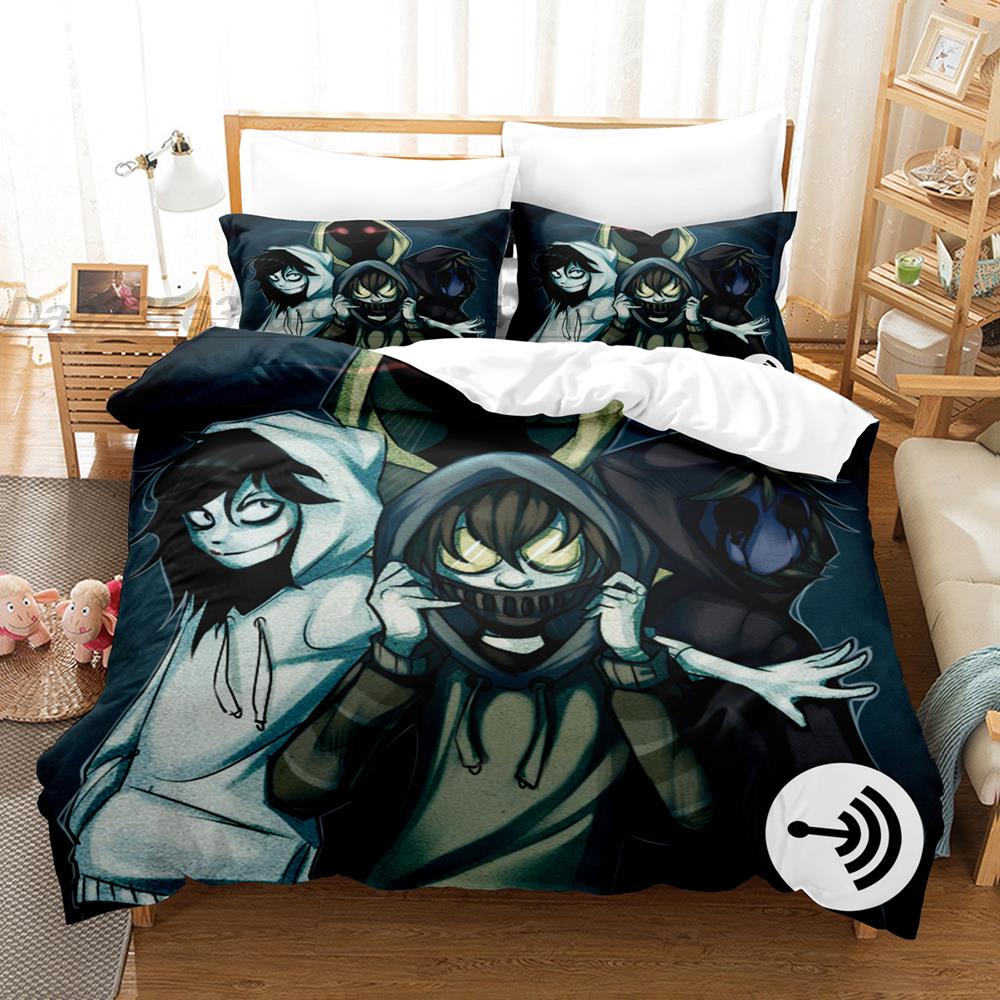 Creepypasta Bedding Set Single Twin Full Queen King Size Bed Set Adult Kid Bedroom Duvet Cover Sets 3D Print Anime Bed Sheet Set