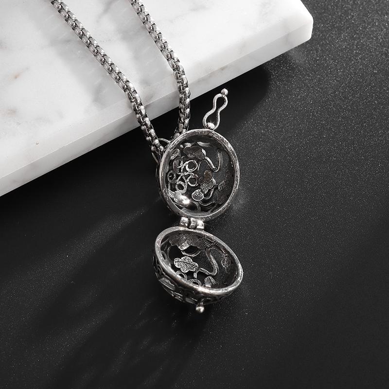 Exquisite Aromatherapie-Kugel Hohl Anhänger Kann geöffnet werden Halskette Geeignet für Männer und Frauen Retro Multifunktionaler Schmuck