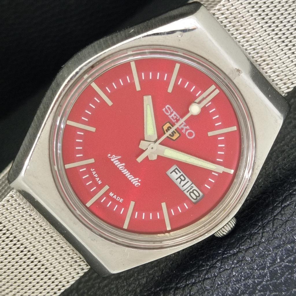 VINTAGE JAPAN SEIKO 5 AUTOMATIC 6309A MENS RED COLOR DIAL WATCH A500842-5 R154-a500842