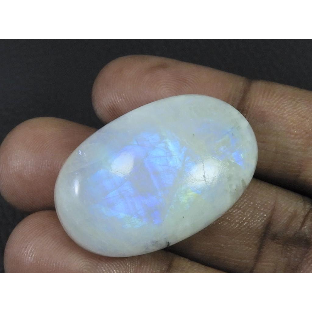 22X35X10 MM Natural Rainbow Moonstone Oval Cabochon Loose Gemstone 76Cts. C-1604
