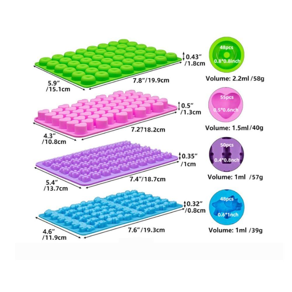 Food Grade Silicone Silicone Candy Mold Reusable Heat Resistant Chocolate Mold 4 Shapes Multi Cavity DIY Baking Mold