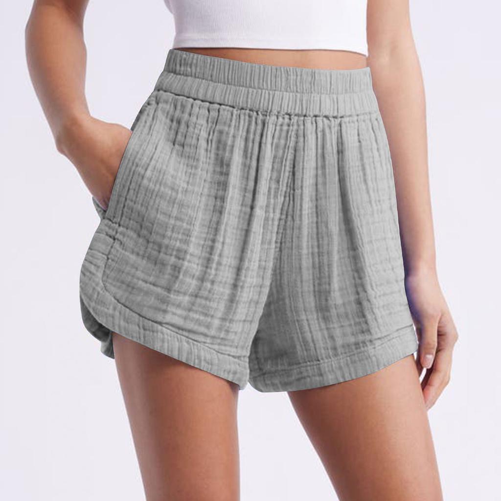 Women's Casual Summer Elastic Beach Shorts Solid Casual Shorts