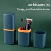 Portable Travel Toothbrush & Mouthwash Cup Set - Simple Household Storage for Couples