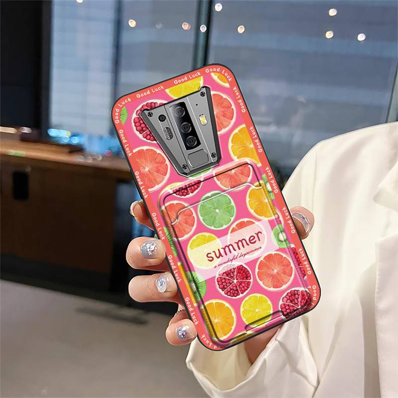 Cartoon Back Cover Phone Case For Blackview BV6900 Card Bag Graffiti Waterproof Soft Case Card Slot Silicone Shockproof