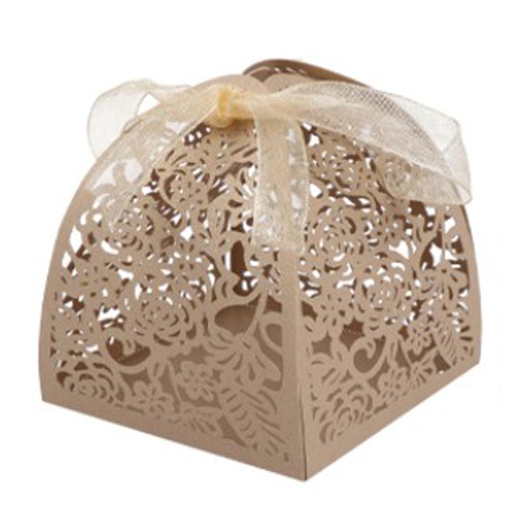 25/50/100pcs Laser Hollow Cut Wedding Candy Boxes with Thank You Tag Valentine's Day Gift Chocolate Packaging Box Party Favors