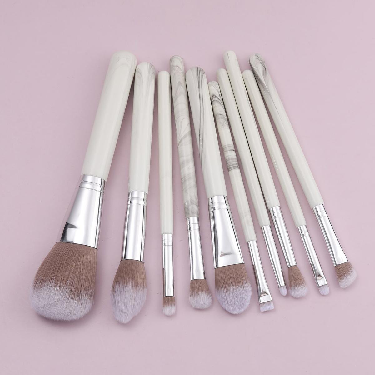 Marble 10 Makeup Brushes Set Blush Eyeshadow Brush Foundation Brush Fine Beauty Tools