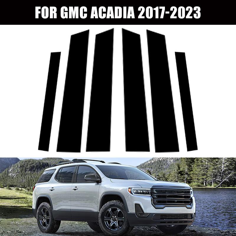 6 Pièces Autocollants de Garniture de Poteau B C de Colonne de Porte et de Fenêtre de Voiture Noir Brillant PC Accessoires Convient Pour GMC Acadia 2017-2023