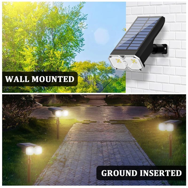 8W Upgraded Solar Landscape Light IP67 Waterproof Dusk-to-Dawn RGB White Warm White Solar Spotlights Wall Lights for Driveway 10LED