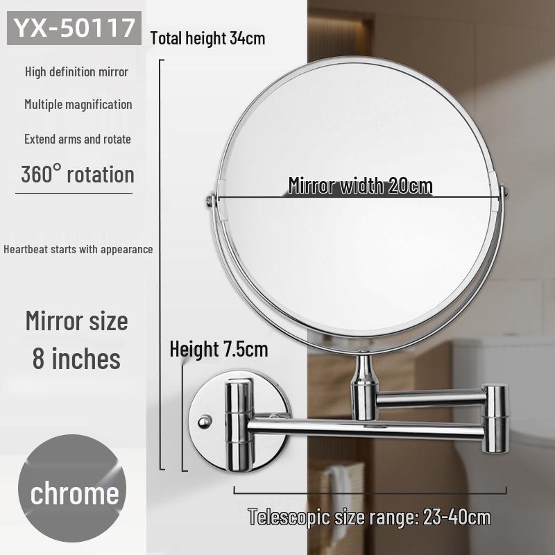 Double-Sided Retractable Wall-Mounted Vanity Mirror for Makeup and Dressing