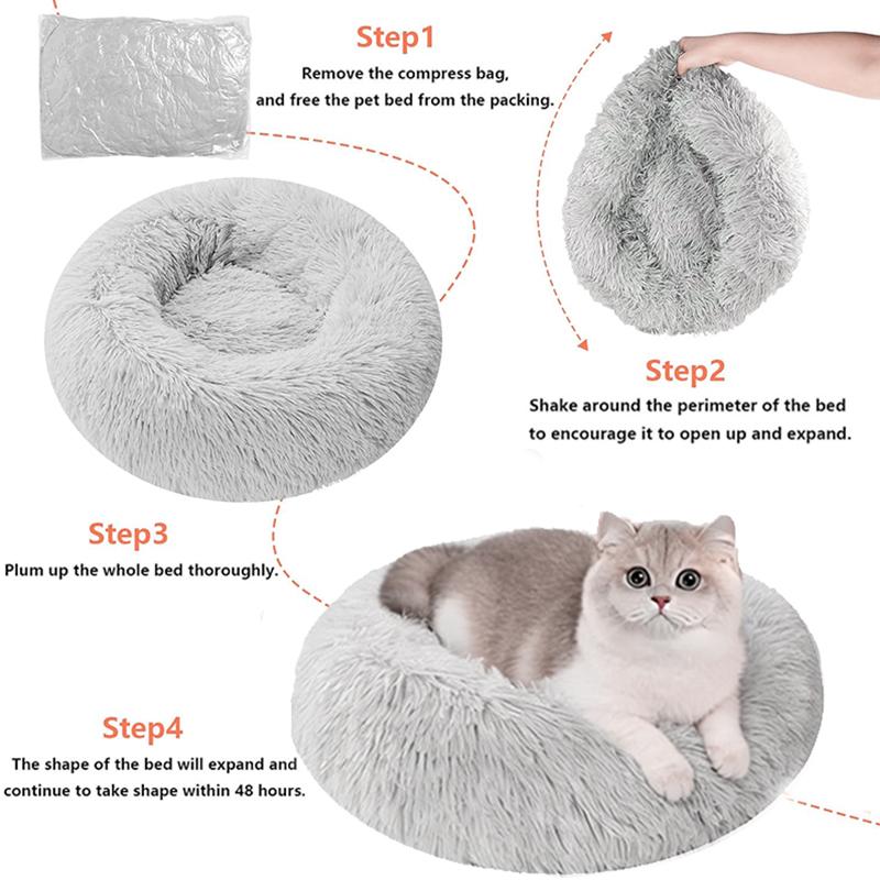 New Arrival Spring Summer Breathable Pet Bed - Round Plush Stuffed Bed for Cats & Small Dogs, Deep Sleep Four Seasons Bed