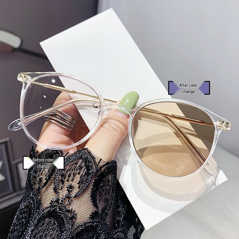 Ovale Blaulichtfilter-Myopiebrille - Modische lichtempfindliche Verfärbung