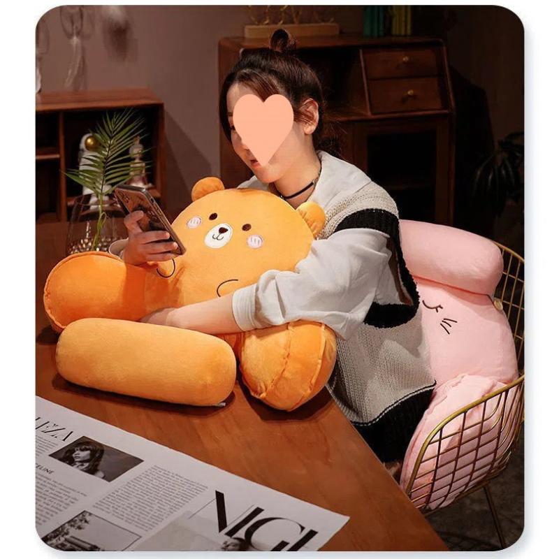 1pc Cartoon Cute Bed Back Cushions Soft Bag with Large Backrest Sofa Tatami Reading Support Pillow Lumbar Support Detachable and Washable Pillows