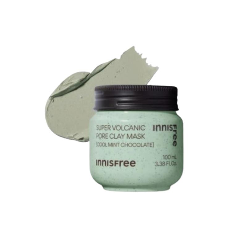 Innisfree Super Volcanic Pore Clay Mask 100ml | Cool Mint Chocolate Deep Cleansing & Pore Care Pack