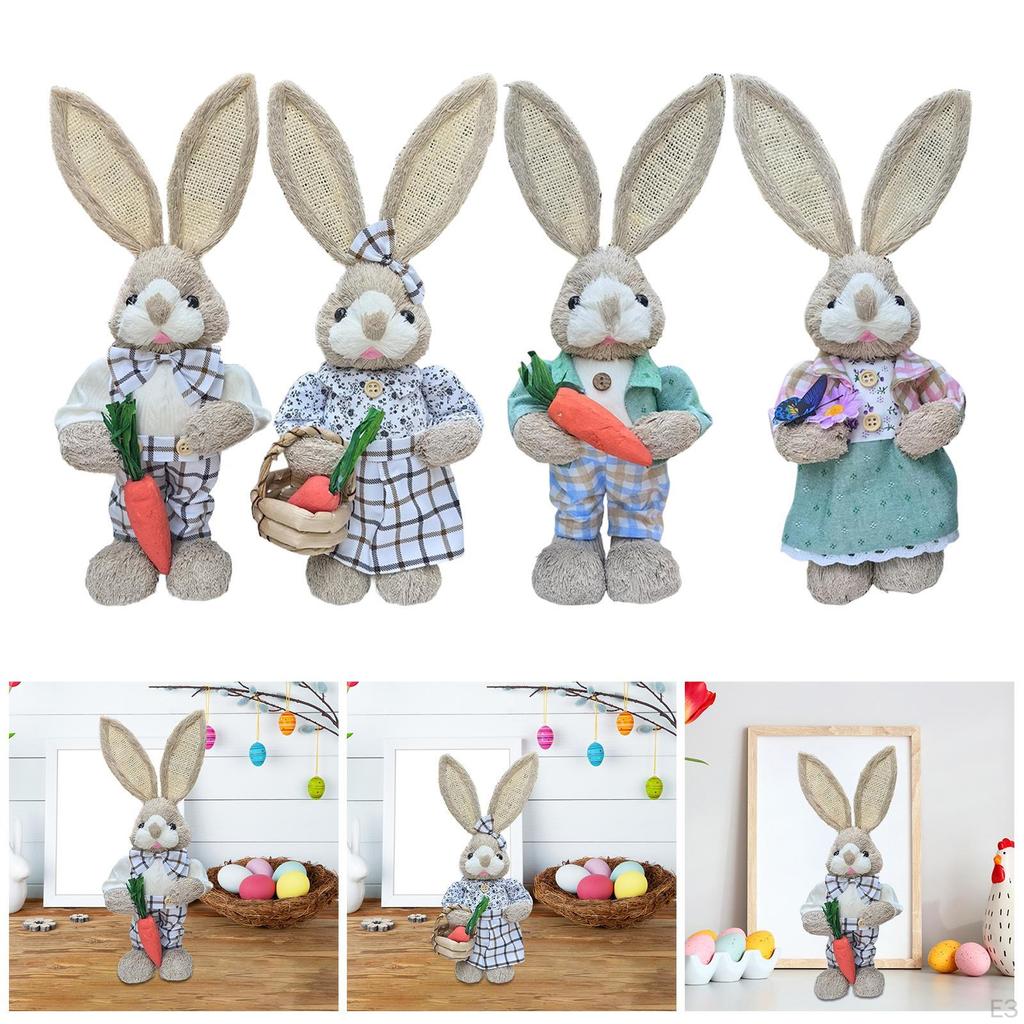 Easter Bunny Figurine Statue Cartoon Souvenir Party Decoration Handicraft 35cm for Garden