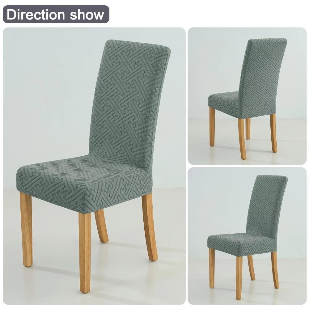 High-elastic Dining Chair Cover Jacquard Backrest Protector Stool Slipcover  for Home Decoration