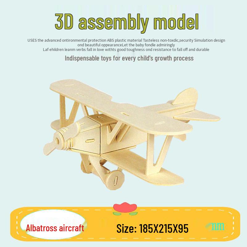 Albatross 3D Wooden Airplane Puzzle: Handmade Educational Toy for Kids