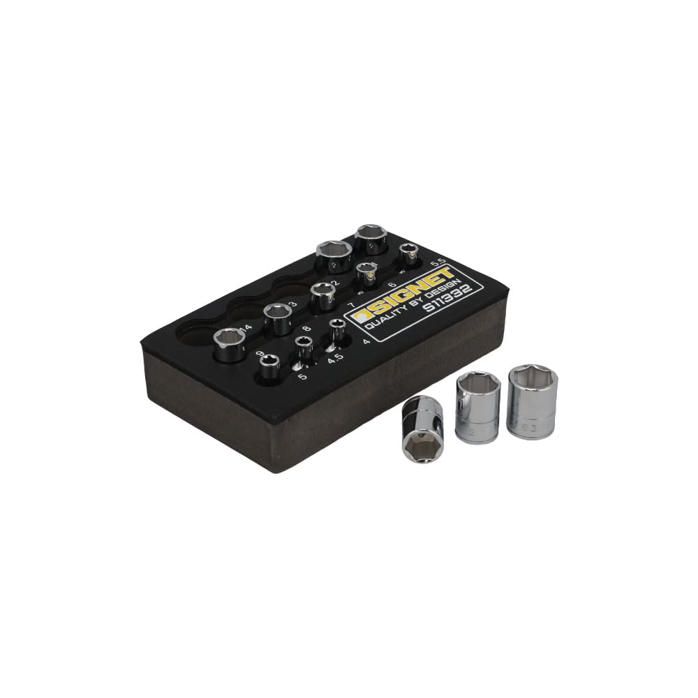 SIGNET DR Mirror Finish Socket Set with DESIGN Tray 1/4" 13-Piece (11332)