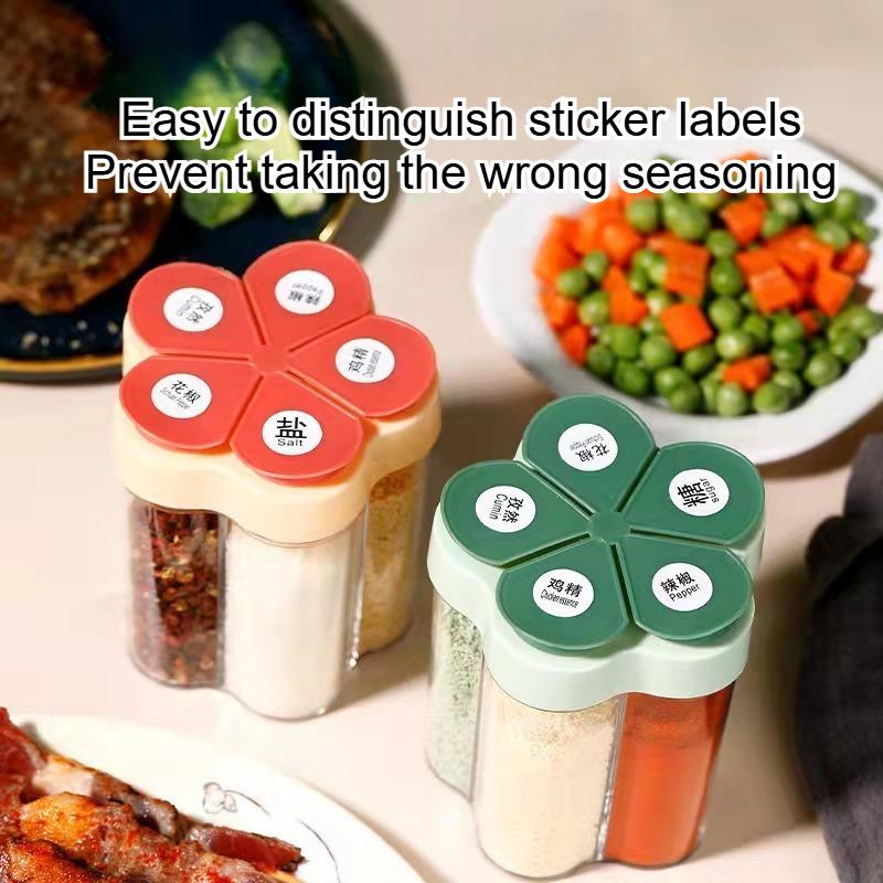 5-in-1 Seasoning Jar Airtight Travel Spice Container Clear Easy Cleaning Portable Convenient Seasoning Container Camping Gadget