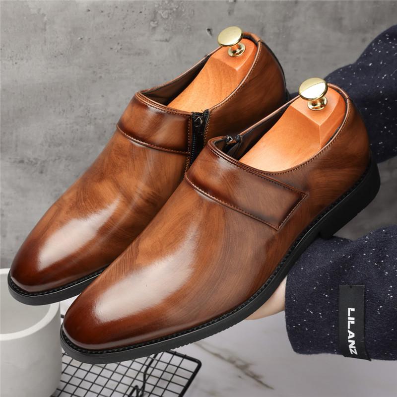 Fashion New Designer Men's Pointed Glossy Patent Leather Wedding Shoes Male Monk Strap Loafers Formal Dress Footwear Zapatos Hombre