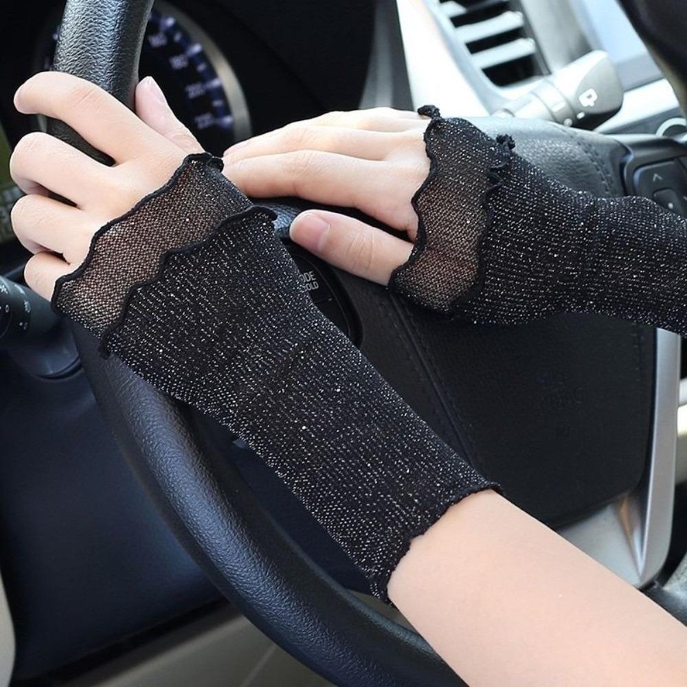 

New Ruffled Floral Hand Sleeve Elastic Lace Wrist Cuffs Breathable Thin Arm Protector Summer