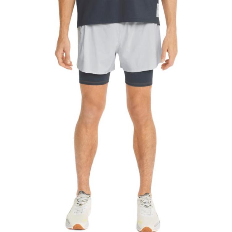 Puma Recyclable Eco-Friendly Series Casual Solid 2-In-1 Running Shorts Men Bottoms Grey 521408-72