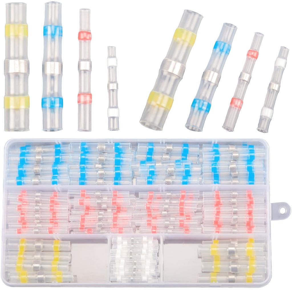 50/100Pcs Heat Shrink Butt Crimp Terminals Waterproof Solder Seal Electrical Connectors Wire Cable Splice Kit Automotive Marine