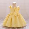 Girls' One-Year-Old Princess Gown with Puffy Skirt and Satin Bow