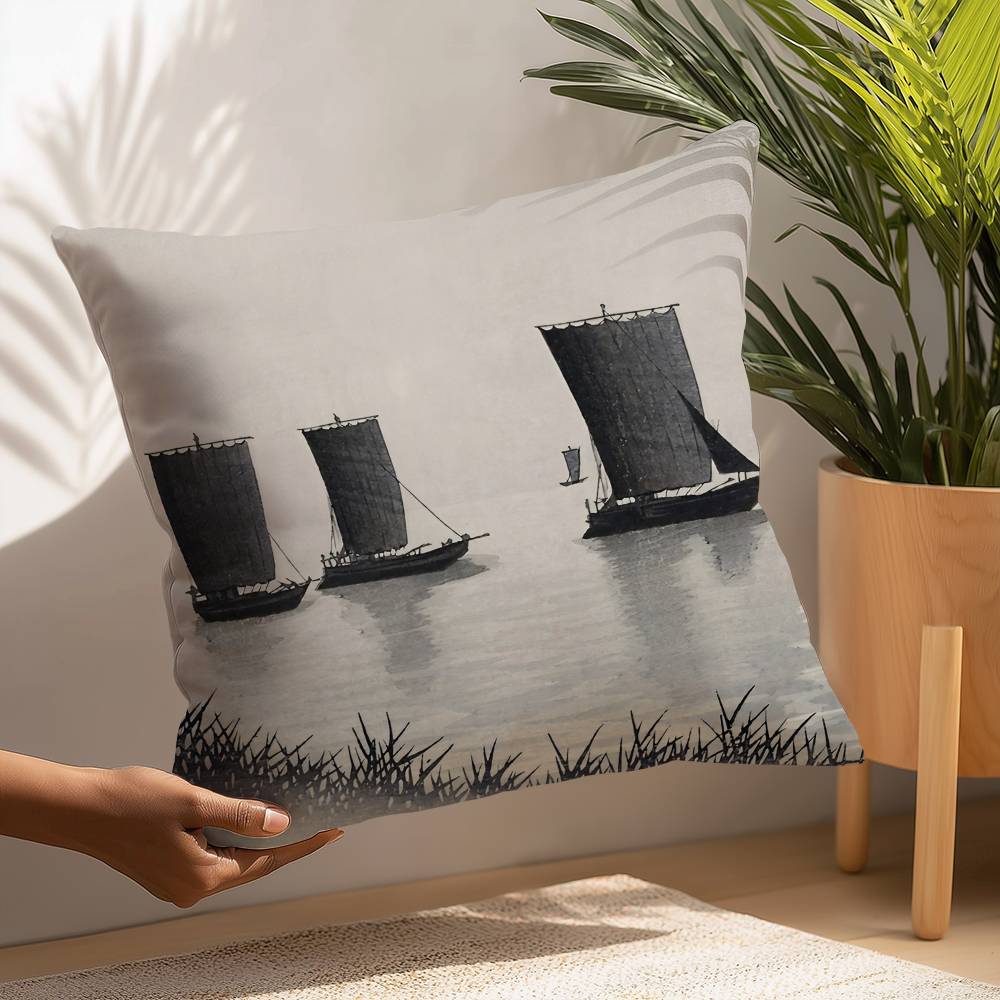 Japanese Artist Exhibition Pillow Case Plush Fabric Soft Pillowcase Double Sided Print Cushion Cover Household Gifts